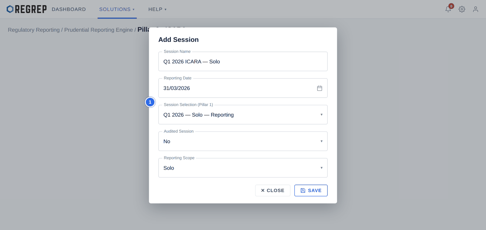 The Add Session dialog